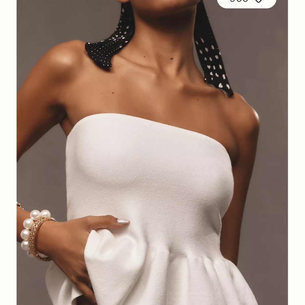 NWT Anthropologie Ivory Strapless Knit Peplum Tube top - Picture 11 of 11